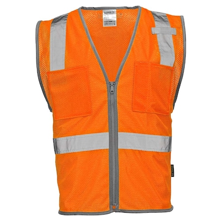 Dome75 Hi-Vis Safety Vest 6X/7X Class ANSI/ISEA 107-2020 Class 2 , Zippered Front Closure 2 Pockets DV1221