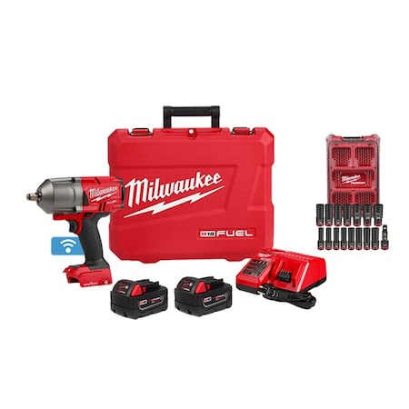 Milwaukee Tool M18 FUEL 1/2" HTIW w/OK + MM Socket Set 2863-22R, 49-66-6803