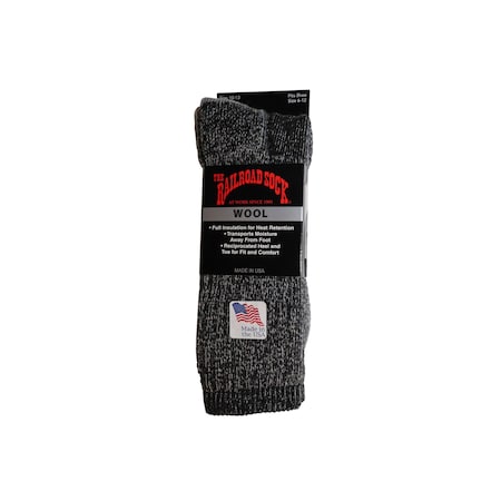 Railroad Sock Mens Crew Socks, 4 Pair7% Merino Wool, 35% Acrylic, 18% Nylon, Black, 6-12 M, 1 PR 2982 BK