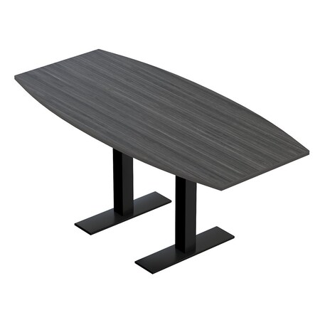 Skutchi Designs 6 Person Conference Table With Power Unit | 6' Boat Table | Harmony Series HAR-BOT-36X72-T.BK-WA7949-NA