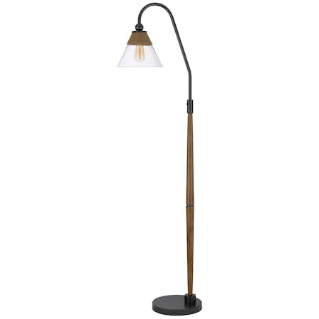 Homeroots 71" Brown Traditional Shaped Floor Lamp With Clear Transparent Glass Empire Shade 526327