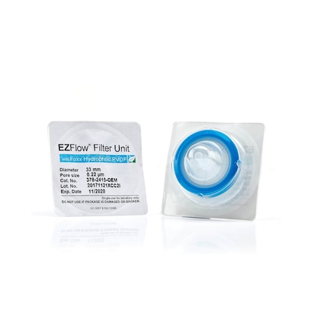 Foxx Life Sciences EZFlow Sterile Hydrophilic PVDF Syringe Filters, 0.22 um Sterilizing Membrane, 33 mm, 100PK 378-2415-OEM