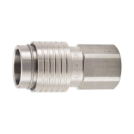 Parker Body Assembly Coupling, Stainless Steel Body, Push-to-Connect Lock, 9/16"-18 Thread Size NSS-371-6FO-D