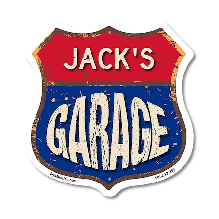 Signmission Jack's Garage, 12 Inch X 12 Inch, Aluminum Metal Sign SHI-A-12-383-JACK