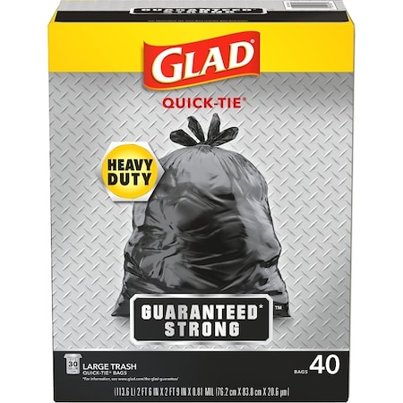 Glad BAG TRASH QUICK-TIE HD BLK 30G, 40PK 60035