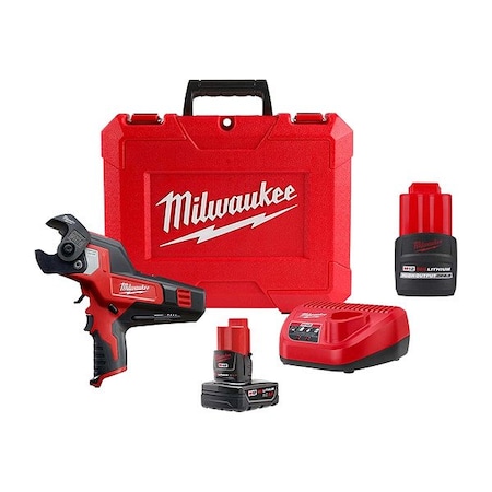Milwaukee Tool M12 Cable Cutter + M12 HO CP2.5 Battery 2472-21XC, 48-11-2425