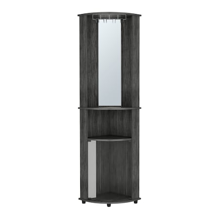 Homeroots 75" Smoky Black Wood Corner Bar Cabinet With Two Doors 546433