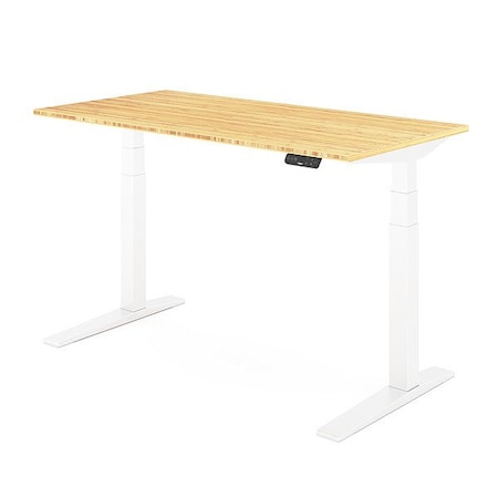 Flexispot Standing Desk, 25-50 5/8 in H, 55 in W, Tan E7WPRO5528-LBZB