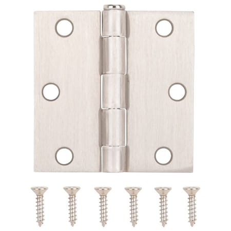 Prosource Square Corner Door Hinge, Steel, Satin Nickel, Loose Pin, 180 deg Range of Motion LR-708-PS