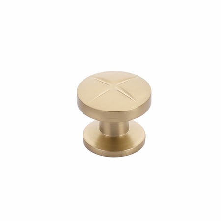 Schaub 1-3/8in Grooved Northport Round Cabinet Knob Signature Satin Brass Finish 210-SSB