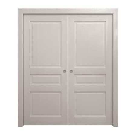 Sartodoors Sliding French Double Pocket Doors 48 x 96 inches, Ego 5012 Painted White Oak, Kit Rail Hardware , EGO5012DP-PWO-4896