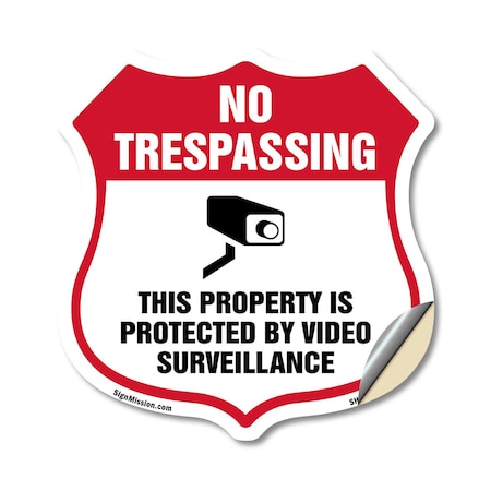 Signmission No Trespassing Shield Sign This Property, 12 Inch X 12 Inch, Vinyl Decal SHI-D-12-424