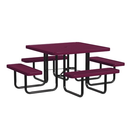 Leisure Craft Square Picnic Table, Burgundy, Surface Mount, 46 in T46SQSM-BURGUNDY