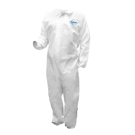 Safety Zone Breathable Liquid Particulate/Splash Coverall, Microfiberporous, White, Large, Case of 12 DA-MP321