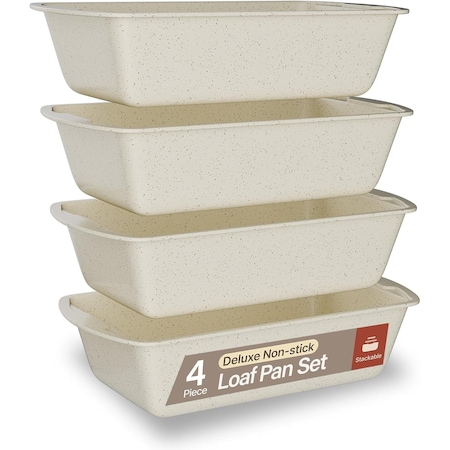 Bakken- Swiss White Marble Nonstick Loaf Pans Set of 4, 11in, Carbon Steel, Oven Safe to 450 DegF, Dishwasher Safe BKLOAFWHT4