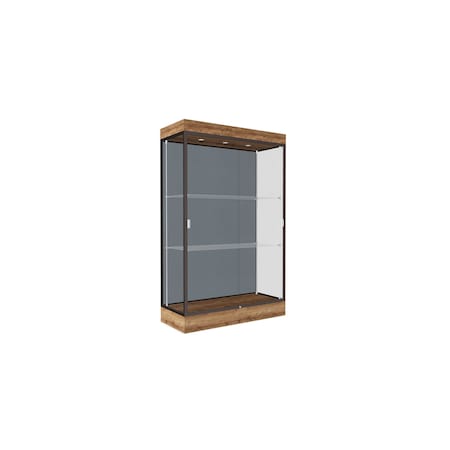 Ghent 76''H x 48''W x 20''D Edge Display Case 6'' Base w/ Blue Steel Back & Dark Bronze Frame 92LFBS-BZ-PUO