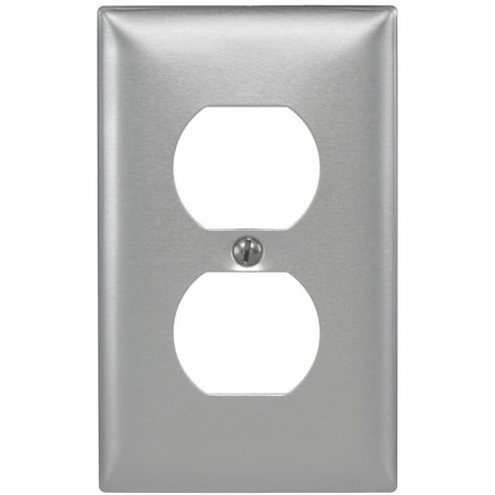 Hubbell Wiring Device-Kellems Duplex Receptacle Wall Plates, Number of Gangs: 1 Aluminum, Brushed Finish, Silver SA8