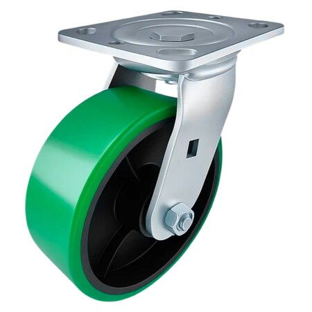 Hyw Products Heavy Duty Caster 6in Green Polyurethane on Cast Iron Wheel, Swivel 40-60S-A1-PC(G)