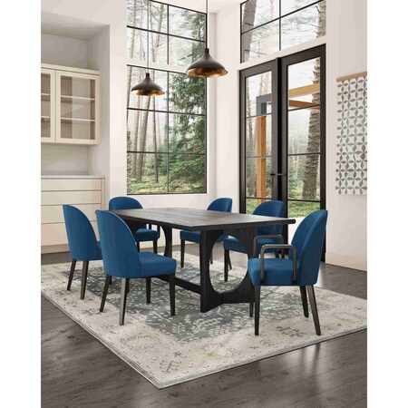 Manhattan Comfort Hillman Dining Side and Arm Chairs in Light Blue, PK6 4-DC087-BL