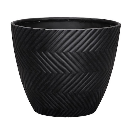 L&G 13 in. H X 16 in. D Polyresin Yuma Planter Black PVI7916TKI