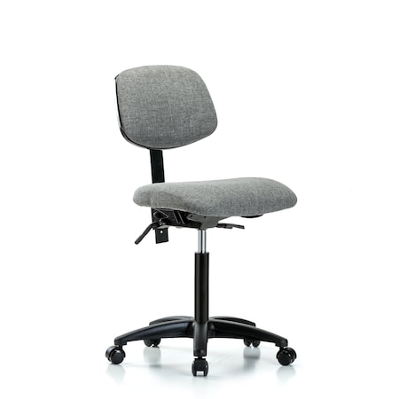 Blue Ridge Ergonomics Chair, Fabric, Med Bench, Casters, Gry, No Arms, 22" to 29" Height, Gray BR-FMBCH-RG-T0-A0-NF-RC-F44