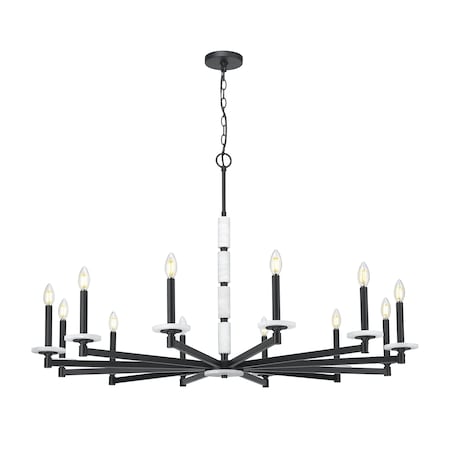 Z-Lite Kaden 12-Light Chandelier, 48 in W, Matte Black 3045-12MB