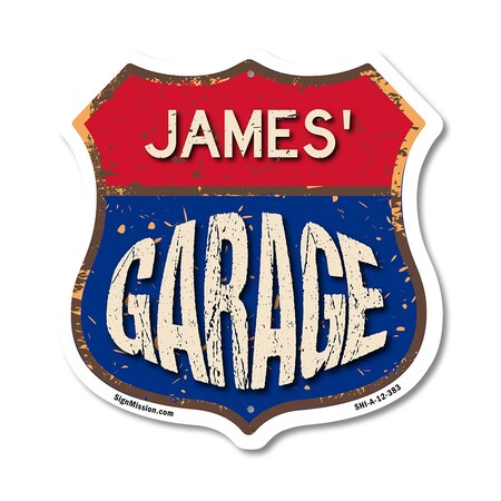 Signmission James's Garage, 12 Inch X 12 Inch, Aluminum Metal Sign SHI-A-12-383-JAMES
