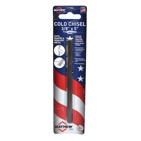 Mayhew Cold Chisel, 3/8 in Tip, 7-3/4 in OAL, Steel Blade 10302