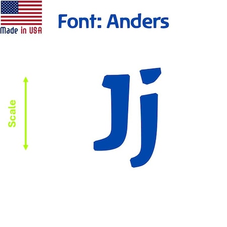 Aacc Self-Adhesive Vinyl Letter: J, Scale: 40 cm. Color: Blue Font: Anders by, 4PK AACC-Anders-UJ-Blue-M40x4