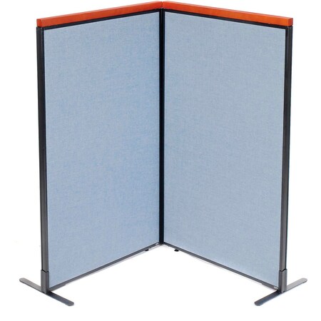 Global Industrial Interion Deluxe Freestanding 2-Panel Corner Room Divider, 36-1/4"W x 61-1/2"H Panels, Blue 695073BL