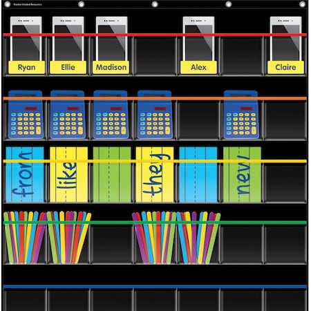 Teacher Created Resources Black Storage Pocket Chart, 35 Pockets, 32.5" x 63.5" TCR20844
