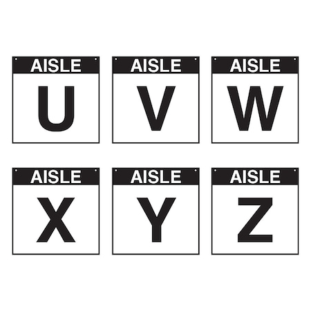 5S Supplies Warehouse Aisle U-Z Sign - 16in x 16in - SINGLE - BRKT - PVC AISLE-U-Z-16X16-SINGLE-BRKT