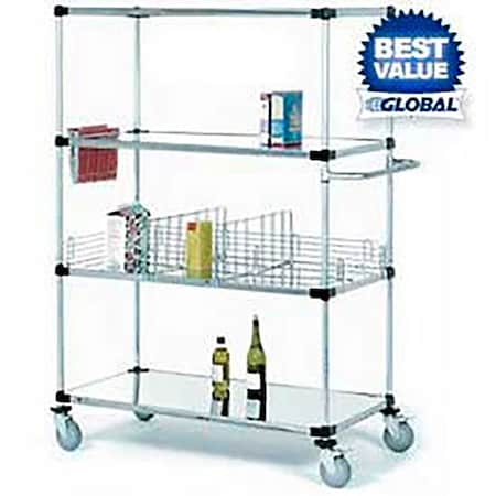Global Industrial Nexel Stainless Steel Shelf Truck w/Brakes, 1200 lb. Capacity, 36"L x 24"W x 80"H 585114B