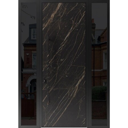 Vdomdoors Steel Door Dekton 0118 Natural Noir 96вЂќ/ 2 Side Exterior Windows Sidelites/ Entry Door Painted W1 DEKTON0118EXD-NOIR-W16+36+16xH96-RH-I