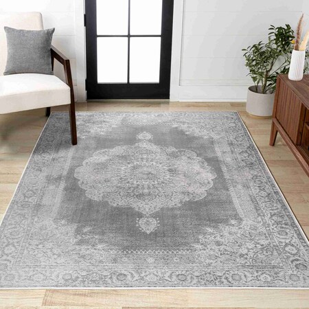 Jonathan Y Rosalia Cottage Medallion Gray/Dark Gray 4 ft. x 6 ft. Area Rug MDP403E-4