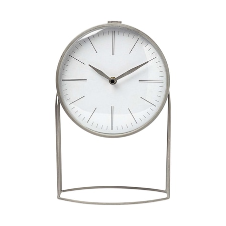Homeroots 12" Gray Metal Table Clock 376226
