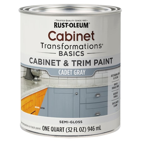 Rust-Oleum Cabinet Transformations Basics Cabinet and Trim Paint , Cadet Gray, Semi-Gloss, 1 Quart 372009