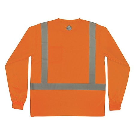 Ergodyne Hi-Vis Shirt, 5XL, Orange, Long Sleeve 21919