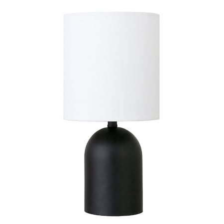 Homeroots 13" Black Metal Cylinder Table Lamp With White Drum Shade 546119