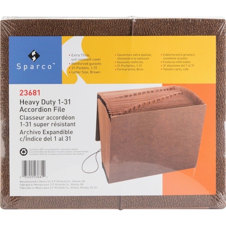 Business Source Expandable File Folders, Leather, Brown BSN23681