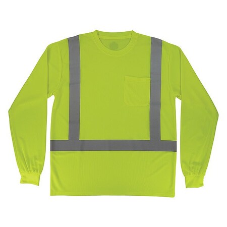 Ergodyne Hi-Vis Shirt, L, Lime, Long Sleeve 21874