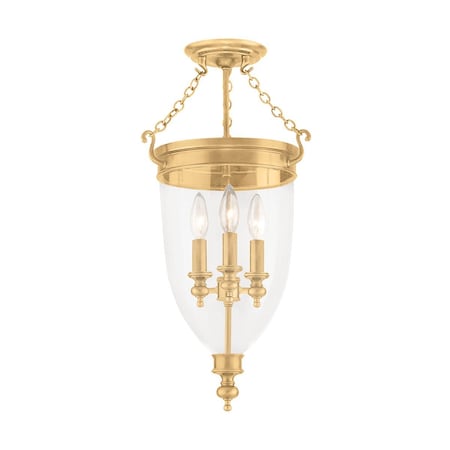 Hudson Valley Lighting Hanover 3 Light Semi Flush 12 In. Aged Brass 141-AGB