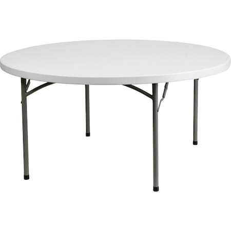 Flash Furniture Round Wh 60Rnd Plastic Fold Table, 59.75" W, 59.75" L, 28.75" H, Plastic Top, White DAD-YCZ-152R-GW-GG
