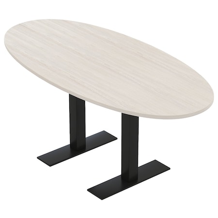 Skutchi Designs 6 Person Conference Table With Power Unit | 6' Boval Table | Harmony Series HAR-BOVL-36X72-T.BK-K458-NA