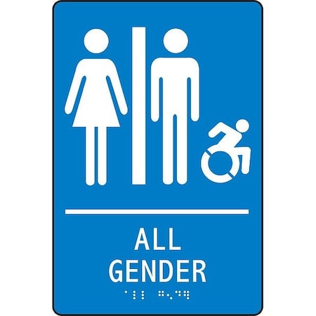 Accuform ADA Braile Restroom Sign, 9 in x 6 in PAD114BU