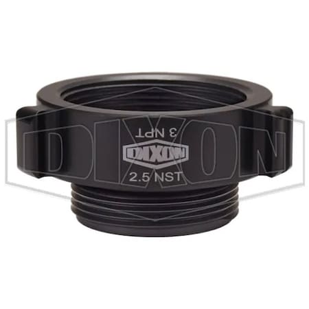 Dixon Style N37 Rocker Lug Hydrant Adapter, 3 x 2-1/2 in, FNPT x Male NST NH, Aluminum, Hardcoat Anodize N37-30T25F