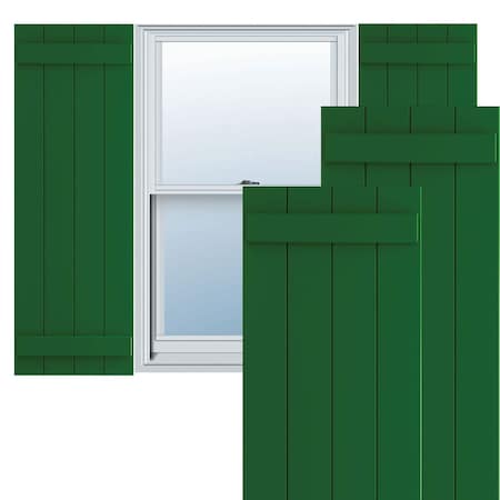 Ekena Millwork True Fit PVC Four Board Joined Board-n-Batten Shutters, Viridian Green, 21 1/2W x 55H, PR TFP101BBF21X055HG