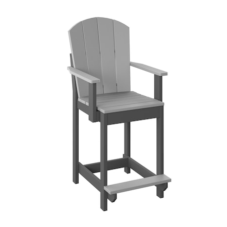 Polybird FANBACK DINING CHAIR "COUNTER HEIGHT". LIGHT GRAY AND CHARCOAL POLYBIRD P8-C