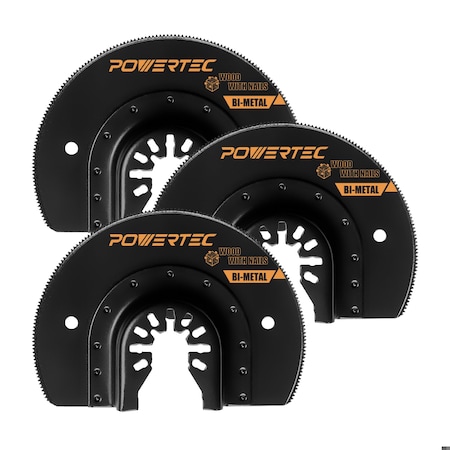 Powertec Oscillating Tool Blade 3pc Set - Bi-Metal Multitool Blades for Flush Cutting, Wood, 3PK 14503
