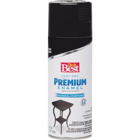 Do It Best Premium Enamel 12 Oz. Gloss Spray Paint Black 203461D